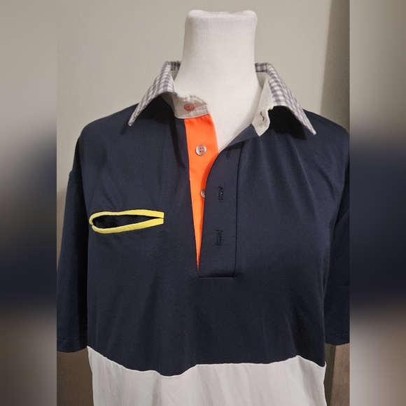 ALIAL FITAL Navy/white color block Polo. Size Large - Picture 5 of 12